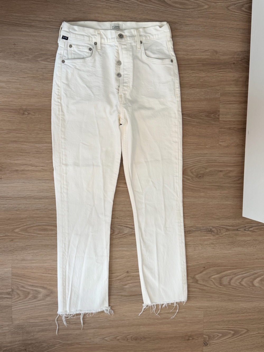 Citizens Of Humanity White High-Rise Straight Leg Jeans